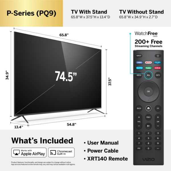 VIZIO 75 inch Class 4K UHD Quantum Smartcast Smart TV - Imagen 4